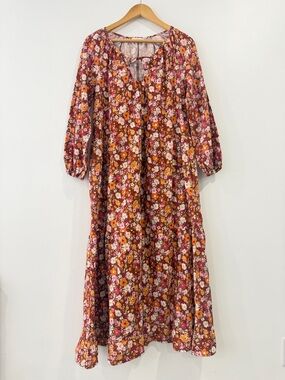 Lacausa Berkeley Floral Oversized Cotton Maxi Midi Dress XS